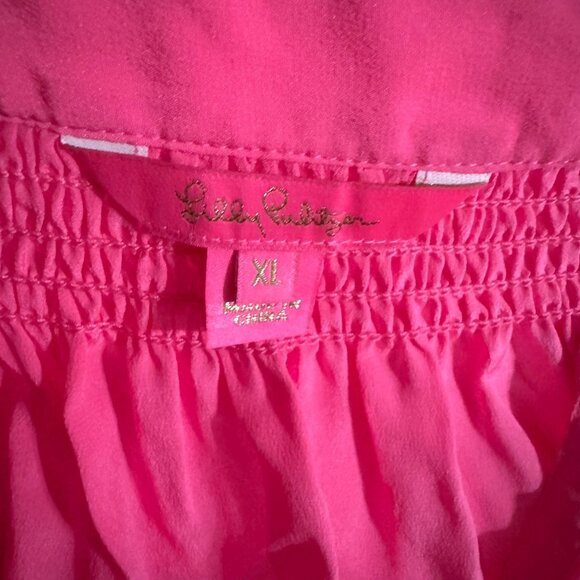 Lilly Pulitzer Elsa Blouse Prosecco Pink Silk Tunic Top XL - Picture 4 of 6